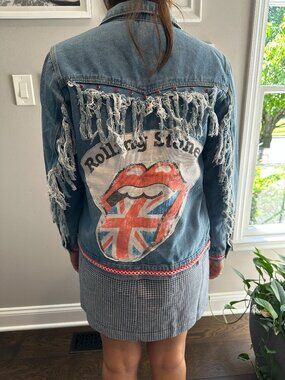 Rolling Stones Denim Fringe Blue Jean Jacket (M)